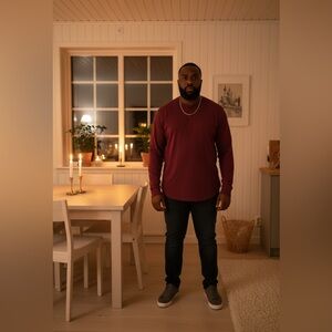 Goodfellow men’s cranberry color, long sleeve tee. Size 4XL tall.